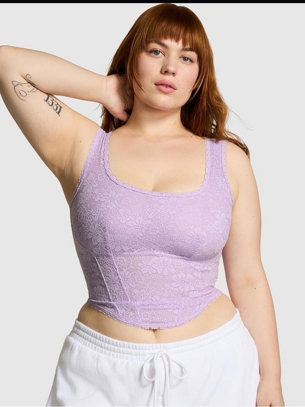 NWT Victoria's Secret PINK Lilac Floral Lace Corset Top Size S